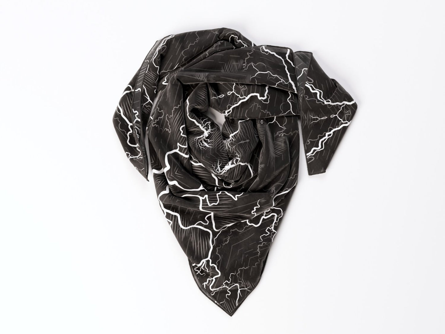 Midnight Lightning Storm Silk Scarf